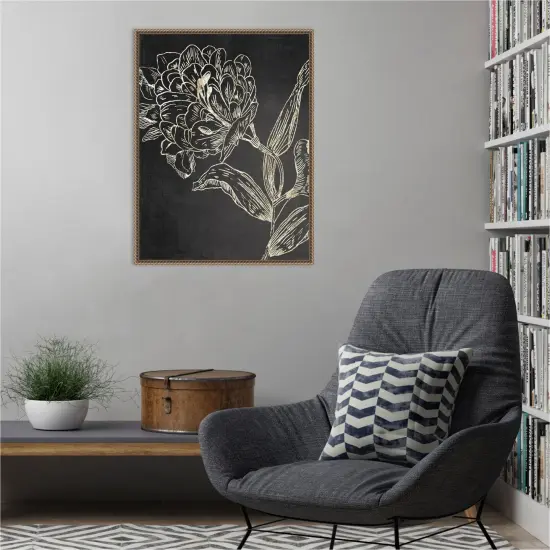 Golden Flower Folklore II by Asia Jensen Framed Canvas Wall Art {6}