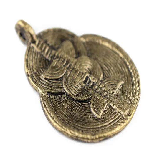 The Bead Chest Brass Double Sun & Moon Baule Pendant (32x46mm): African Tribal Metal Pendant for DIY Jewelry and Necklace {3}