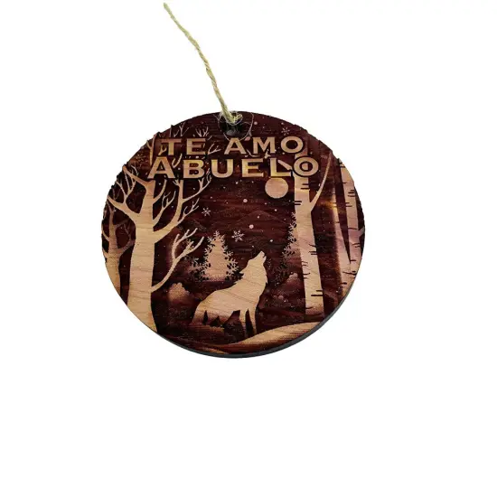 Te Amo Abuelo Winter wolf - cedar ornament {3}