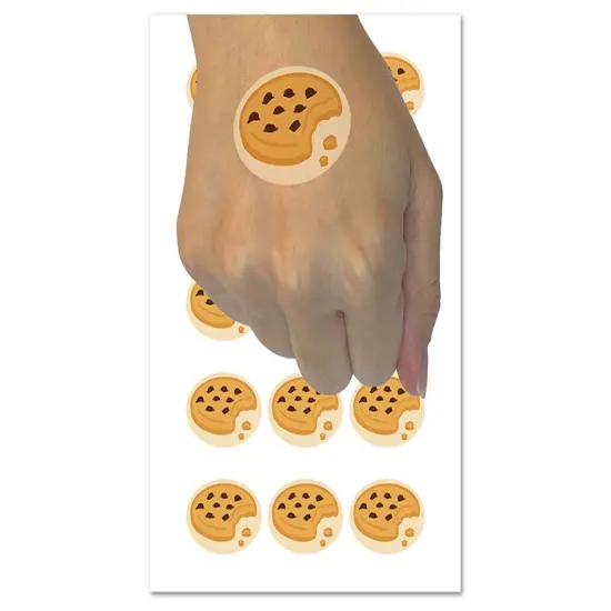 Chocolate Chip Cookie with Crumbs Temporary Tattoo Water Resistant Fake Body Art Set Collection (1 Sheet) {1}