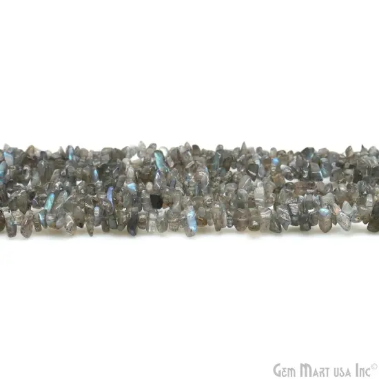Labradorite Chip Beads, 34 Inch, Natural Chip Strands, Drilled Strung Nugget Beads, 3-7mm, Polished, GemMartUSA (CHLB-70001) {6}