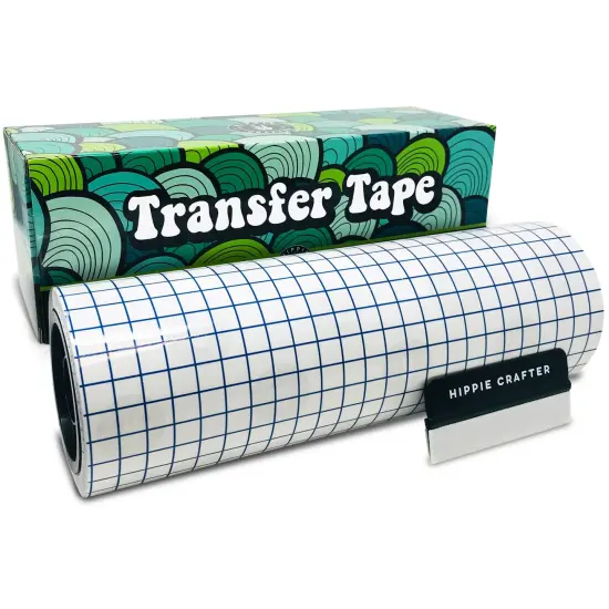 Vinyl Transfer Paper Tape Roll Transfer Tape Vinyl 50 Feet Clear Contact Paper 12" Roll Paper Transfer Tape for Vinyl Wood and Heat Transfer HTV with Grid {1}
