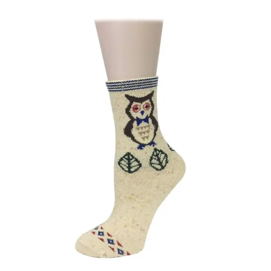 Wrapables Thick Rabbit Hair Wool Crew Socks (Set of 6), Cat and Owl {6}