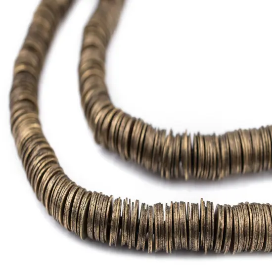 The Bead Chest Brass Flat Disk Heishi Beads (6mm), 16" Strand, Handmade for Jewelry Making & Crafts | Approximately 825 Beads {1}