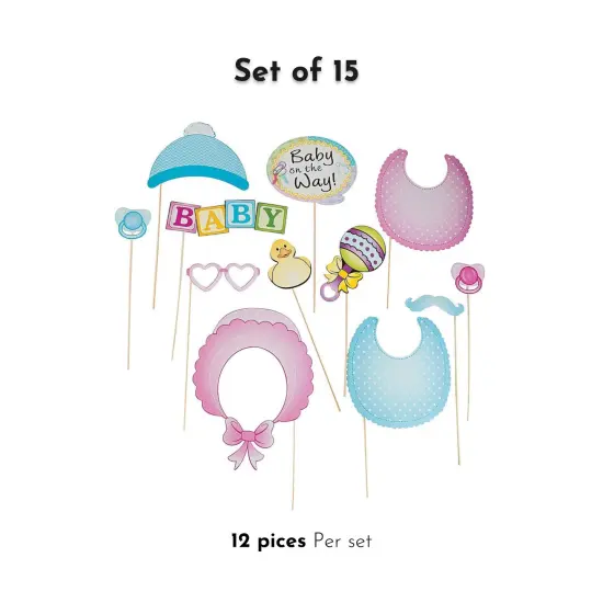 Baby Shower Photo Booth Stick Prop Set - 12 Pieces for Unforgettable Moments of Joy and Celebration | Raheev&reg; {1}
