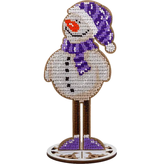 Bead embroidery kit on wood Snowman {2}