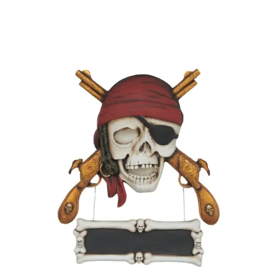 Pirate Skull Gun Sign Statue {1}