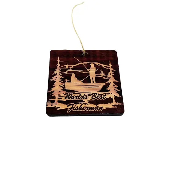 World's best Fisherman Fisherman - Cedar Ornament {1}