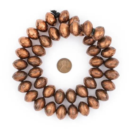 The Bead Chest Ethiopian Copper Saucer Beads, Large Hollow Handmade Bicone Lightweight Crafts Supplies for Jewelry Making (20mm) {2}