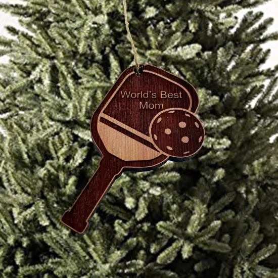 Worlds Best Mom Pickleball - Cedar Ornament {2}