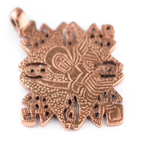 Turmi Copper Coptic Cross Pendant (55x65mm): Authentic Ethiopian East African Design for Jewelry & Necklace Making {3}