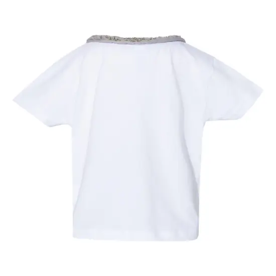 Rabbit Skins Toddler Girls' Ruffle Neck Cotton Tee Black/ white {6}