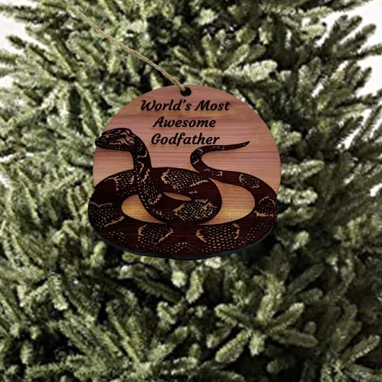Worlds Most Awesome Godfather Snake - Cedar Ornament {1}