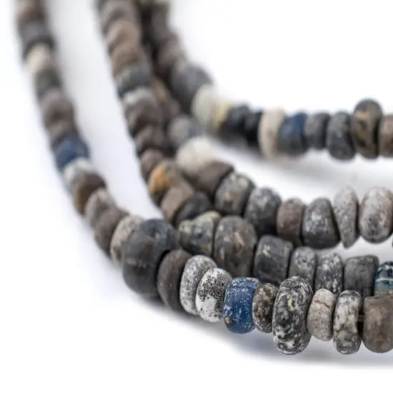 The Bead Chest Grey Ancient Djenne Nila Glass Beads 4mm Mali African Seed 24-28 Inch Strand Handmade {1}