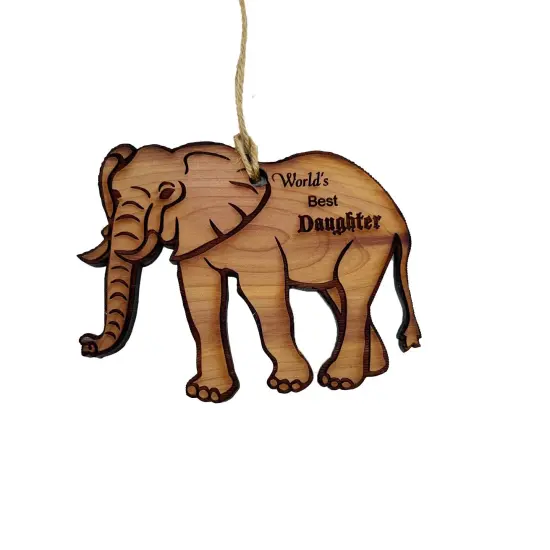 Elephant Worlds Best Daughter - Cedar Ornament {1}
