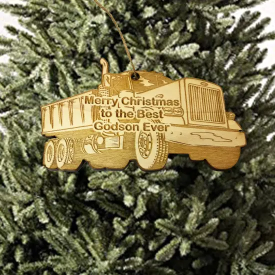 Merry Christmas to the best Godson Ever Dump Truck - Ornament {3}
