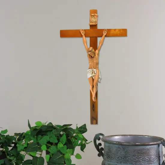 Roman Fontanini Wooden Crucifix Wall Cross - 12" Brown {4}
