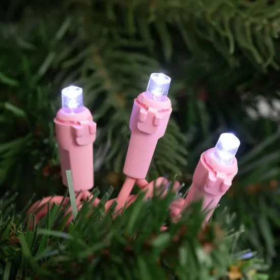 Northlight LED Wide Angle Christmas Lights Pure White - 33' Pink Wire - 100ct {3}