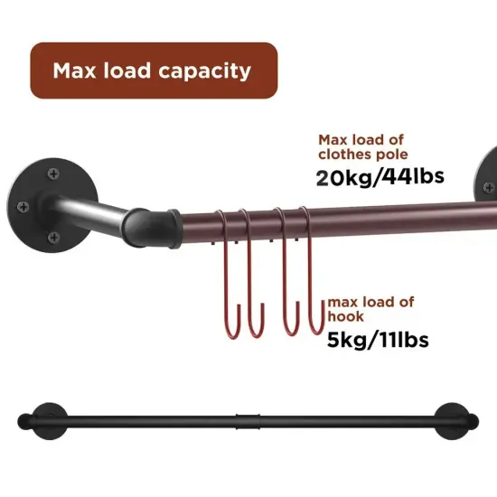 Durable Thick Metal Pipe Clothes Rack Closet Garment Hanging Bar {3}