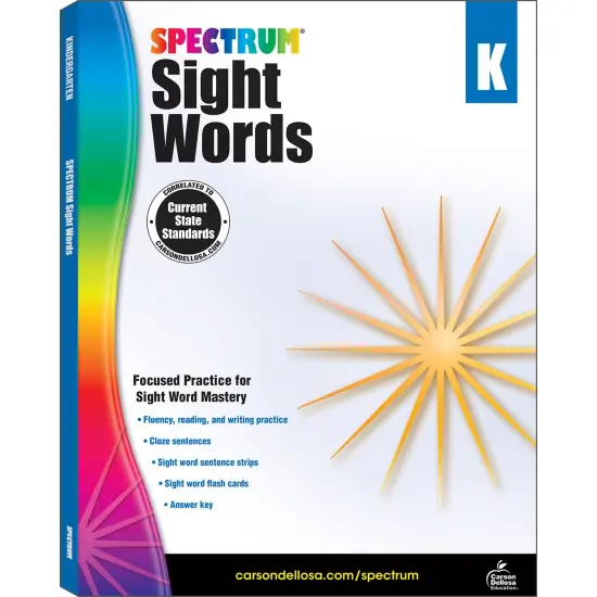 Spectrum Sight Words Kindergarten Workbooks, Phonics Book With Reading and Writing Practice, Vocabulary, Sentence Strips, and Flash Cards, Language Arts Classroom or Homeschool Curriculum {1}