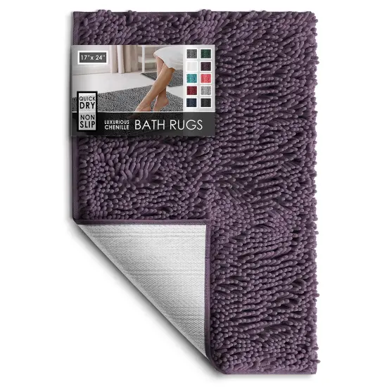 Hearth & Harbor Chenille Bath Mat Purple {1}