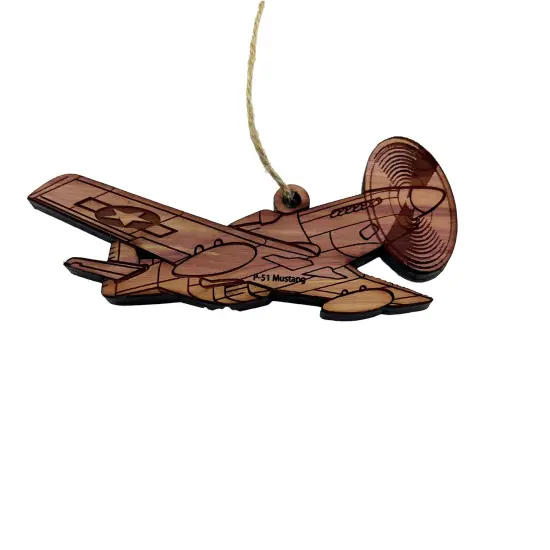 P51 Mustang Plane - Cedar Ornament {3}