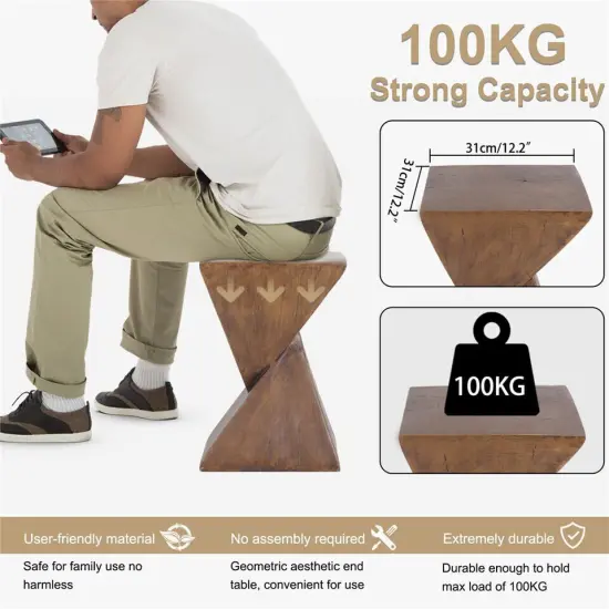 Modern Decorative Concrete Accent Table Heavy Duty Garden Patio Stool Side Table {3}