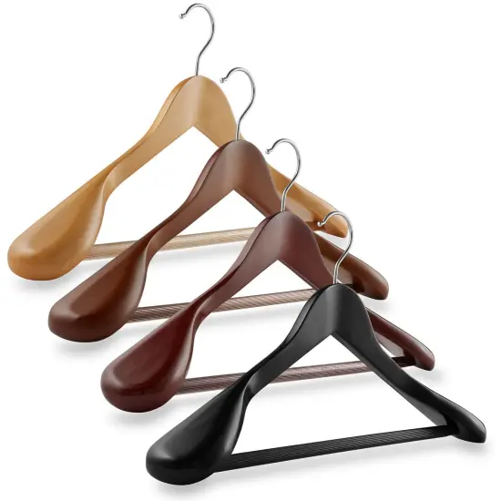 Wide Shoulder Wood Suit Hangers 6 pcs Walnut {3}