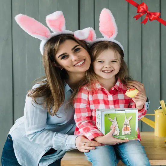 iStatue Easter Bunnies, Set of 2 Resin 5'' Bunny Figurines with Resurrection Eggs and Carrots - Hand-Painted Statue Spring Easter Decorations for The Home Decor Office Gift (Easter Bunnies) {4}