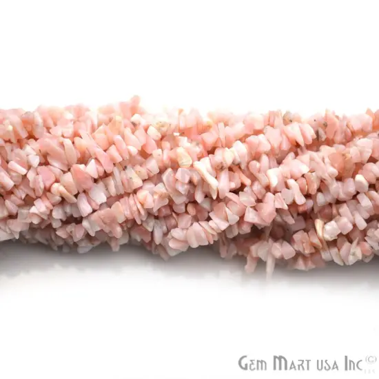 Pink Opal Chip Beads, 34 Inch, Natural Chip Strands, Drilled Strung Nugget Beads, 3-7mm, Polished, GemMartUSA (CHPO-70001) {4}