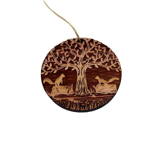 Two Squirrels and Tree of Life - Cedar Ornament {5}