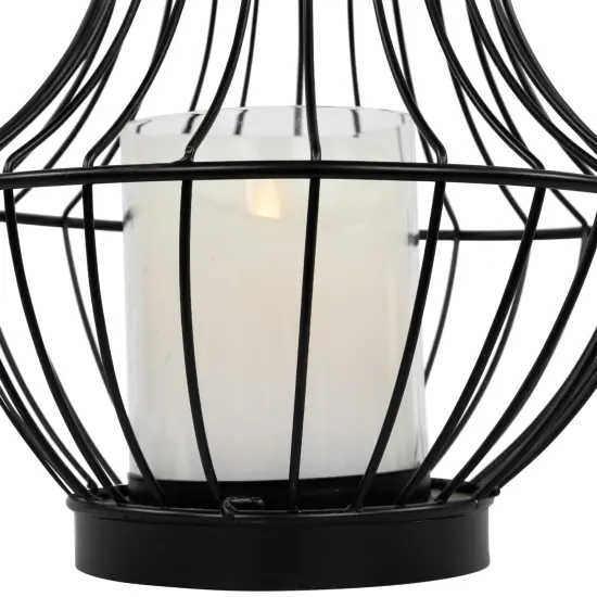 Northlight Metal Cage Hurricane Pillar Candle Holder - 14" - Black {7}