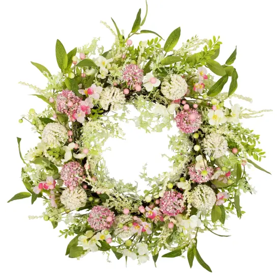 Northlight Allium and Lavender Spring Wreath - 28" - Pink {1}