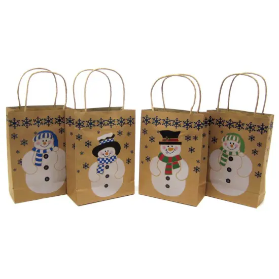 Paper Snowman Gift Bags 9 inches tall and 6 1/2 inches wide with handle | Charming snowman gift bags | RAHEEV&reg; {2}