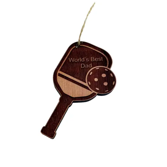 Worlds Best Dad Pickleball - Cedar Ornament {4}