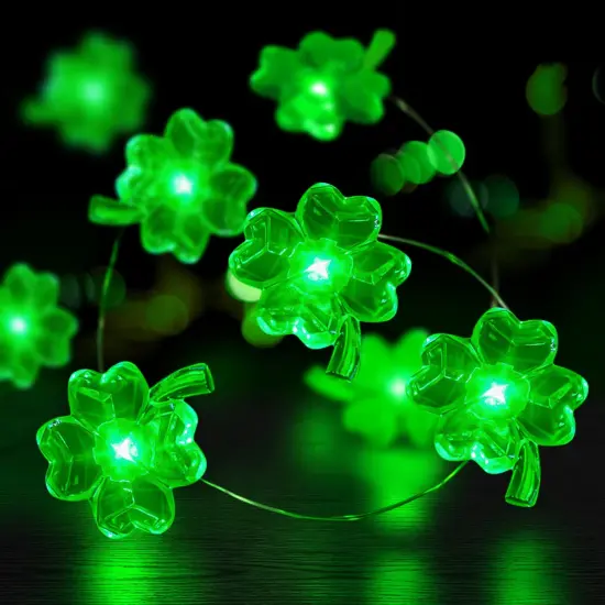 St Patricks Day Decorations 50LED Green Shamrock String Light, St Patricks Day Decor Irish Party for Home Indoor/Outdoor Wedding Anniversary Holiday Green Decor {2}