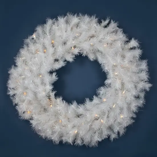 Northlight Pre-Lit White Alaskan Pine Artificial Christmas Wreath - 36" - Warm White LED Lights {7}