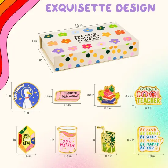 Mabie Swan - 8 Enamel Pin Set, Perfect Brooch For Women And Men, For Showing Your Educator And Teacher Appreciation, Jewelry Lapel Pins Make A Great Teacher Gifts {2}