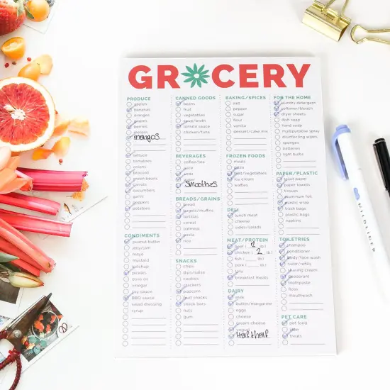 bloom daily planners Planning Pad, 6" x 9", Grocery Pad with Magnets, Orange & Teal {2}