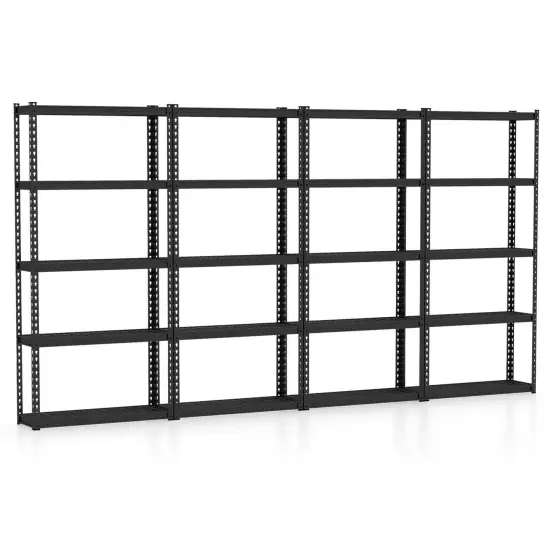 Costway 1/2/3/4 PCS 5-Tier Heavy Duty Storage Shelf Storage Utility Rack Shelf with Anti-tipping Device Black {4}