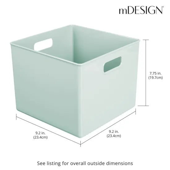 mDesign Plastic Deep Home Storage Organizer Bin with Handles, 4 Pack {3}