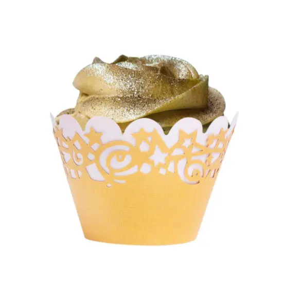 Gold Star Cut Cupcake Wrappers & Liners | 25 PC Set {1}