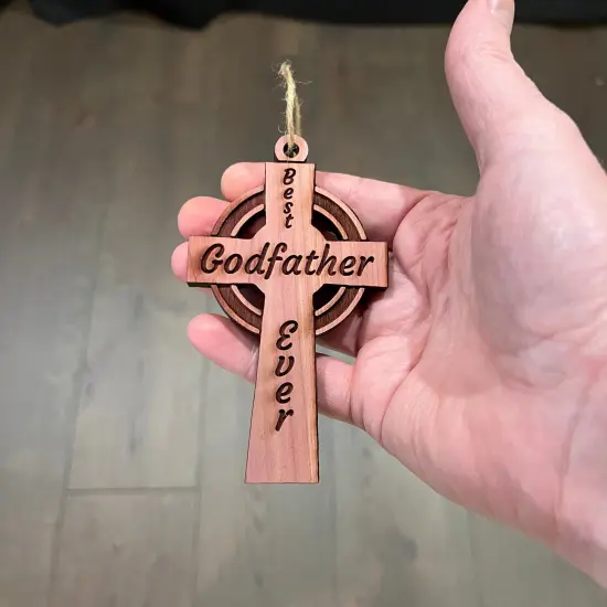 Best Godfather Ever Celtic Cross - Cedar Ornament {4}