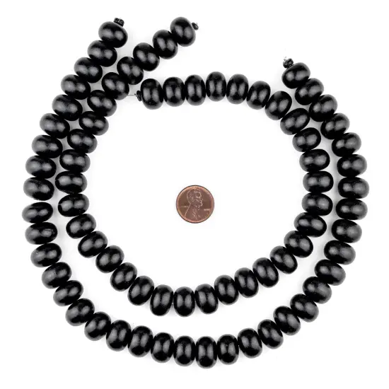 The Bead Chest Black Abacus Natural Wood Beads (10x15mm): Organic Eco-Friendly Wooden Bead Strand for DIY Jewelry, Crafts, Necklace and Bracelet Making {2}