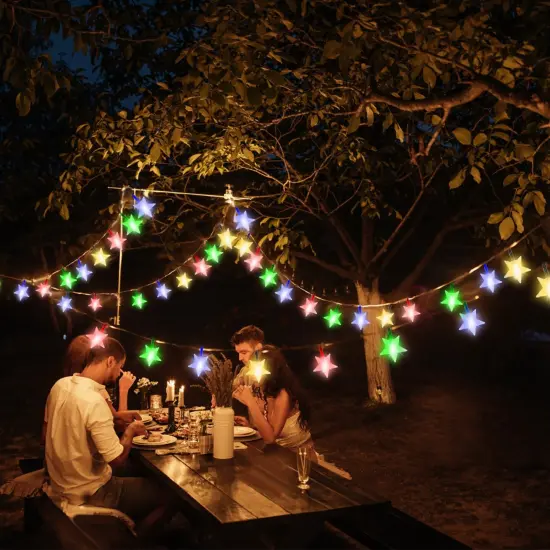 2Pcs Solar Powered String Lights 39.3FT 100LED Beads Fairy Star Lights Multicolor {3}