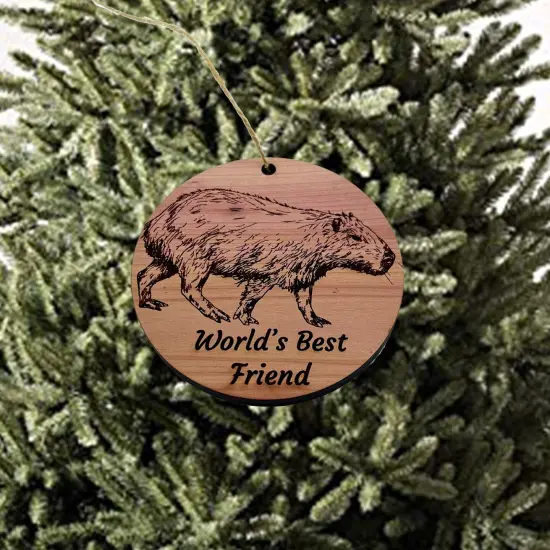 Worlds Best Friend Capybara - Cedar Ornament {1}