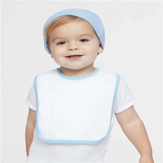 Rabbit Skins&reg; Infant Contrast Trim Premium Jersey Bib - 1004 Heather/ white {2}