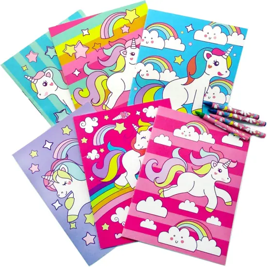 TINYMILLS Unicorn Coloring Books for Kids with 12 Coloring Books and 48 Crayons {3}