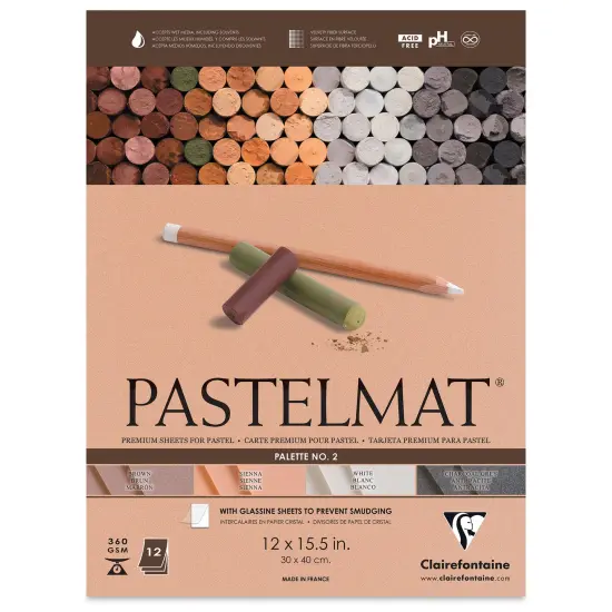 Clairefontaine Pastelmat Pad - 12" x 15-1/2", Assorted, Palette No. 2, 12 Sheets {1}