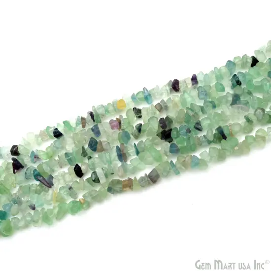 Flourite Chip Beads, 34 Inch, Natural Chip Strands, Drilled Strung Nugget Beads, 7-10mm, Polished, GemMartUSA (CHFL-70004) {4}